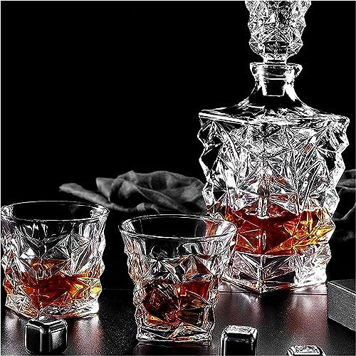 GAOAZHEN Ensemble de Carafe à vin et de Verres à Whisky, Carafe en Verre Cristal pour Alcool avec Bouchon