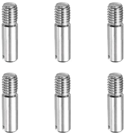 MECCANIXITY 6 Pcs M5 x 14mm Slotted Cylindrical Pins, 304 Stainless Steel Dowel External Thread Locating Parallel Pins Shelf Support Peg Pin for Furniture Installation, DIY Project