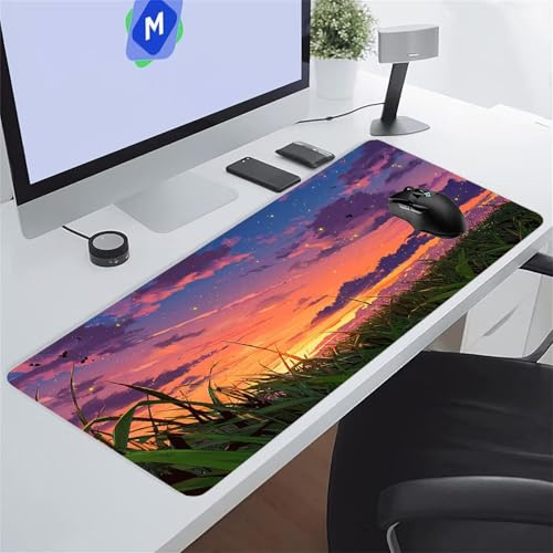 Paysage Coucher Soleil Tapis de Souris de Jeu 1200x600x3 mm Grand Tapis de Souris Gaming sous-Main Bureau Gamer Large avec Base Antidérapante Tapis de Clavier Lavable pour Gamer PC
