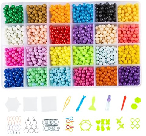 MOUNTTU Fuse Beads Kit 2400pcs Beads in 24 Colors with Ironing Plates User Guide Bead Stencil Arts and Crafts for Boys and Girls For Crafts Iron Bead Kit