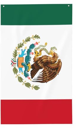 Drapeau du Mexique. Drapeau décoratif d'extérieur 0,9 x 1,5 m, bannière verticale en polyester. Convient pour une utilisation en extérieur