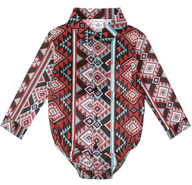 COSLAND Western Baby Clothes Cowboy Outfit for Boys, Geometric Pattern, 12-18 Months