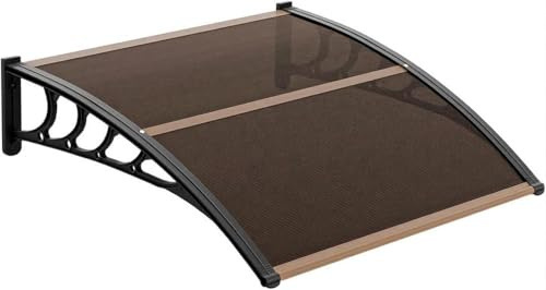 Garvee Marquesina Exterior de Policarbonato Tejadillo para Puerta y Ventana Cubierta Protectora contra Lluvia Nieve y Rayos UV Diseño Moderno Arqueado para Fachada (Marrón, 100x150cm)