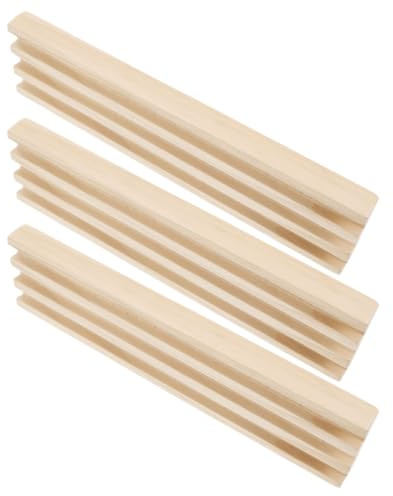 HEANUJJ Bases de Dominó de Madera Beige para Escritorio 3piezas, Soporte y Organizador para Fichas, Accesorio Adecuado para Juegos Familiares y Exhibición