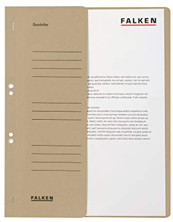 Original Falken 50er Pack Ösenhefter. Made in Germany. Aus Recycling-Karton mit halbem Vorderdeckel und Behördenheftung für DIN A4 grau Hefter Sammelmappe Blauer Engel