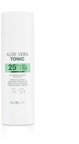 Aloe Vera Gesichtswasser/Tonic - Glättet & erfrischt die Haut - enthält 25% Bio Aloe Vera, Glycerin, Hamamelis Virginiana & Allantoin - VEGAN - Made in Germany / 1er Pack (1 x 200 ml)