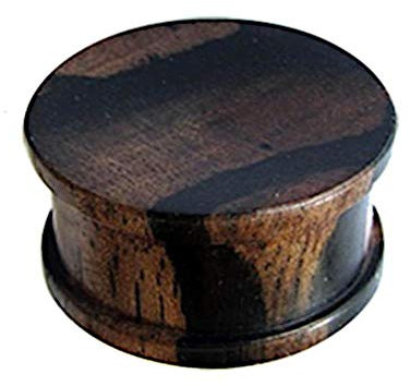 CHICNET Plug Flesh Tunnel Expander Dehner Ohr Piercing Lobe Tubes aus Tigerholz Holz, Ribbed Straight in schwarz braun, Damen Herren Unisex, Größen 5mm - 30mm