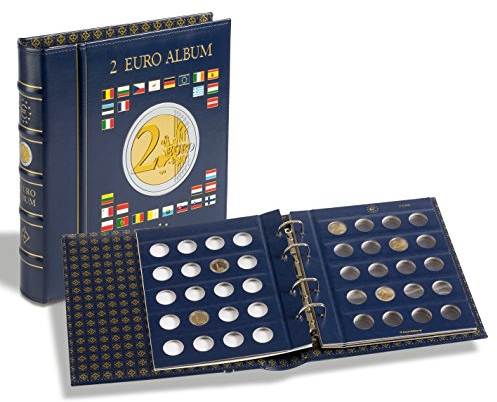 Leuchtturm 344852 Optima Ringbinder Classic-Design 2 Euro, inkl. Schutzkassette, Kunstledereinband blau - 24 x 27 x 5 cm