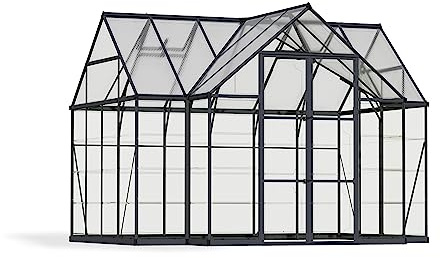 Palram Canopia Victory Orangery™ Serre de Jardin et Pièce de Vie au Design Cathédral - Murs en Polycarbonate Transparent – Cadre en Aluminium et Toit Résistant aux UV - Grise