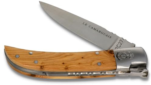 Le Camarguais 10 cm Taschenmesser 20089 - Griffschalen Wacholder - Klinge 9 cm Stahl 12C27-1 Backe