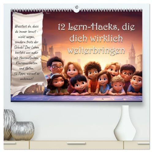 12 Lern-Hacks (hochwertiger Premium Wandkalender 2026 DIN A2 quer), Kunstdruck in Hochglanz: Wie du am besten Lernen lernst - trotz Schule! (CALVENDO Orte)