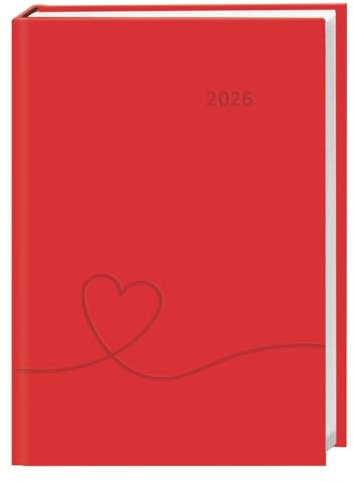 Kalenderbuch A6 koralle 2026: Praktischer Planer für den Alltag mit Wochen-Kalendarium. Taschenkalender im spritzigen Rot mit Platz für Termine und ... Format 11,5 x 16,5 cm (Kalenderbücher Heye)