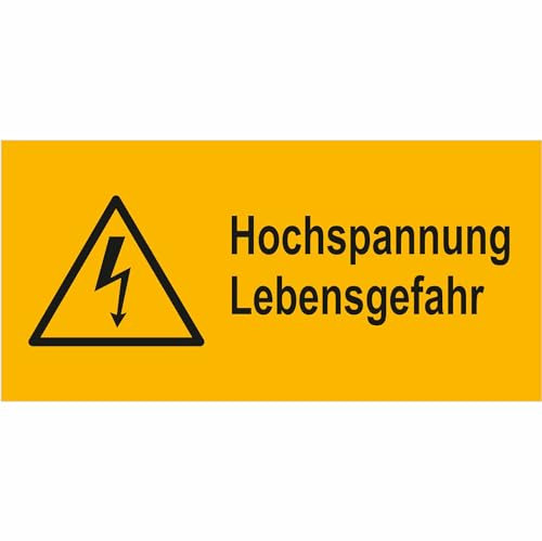 Indigos UG Aufkleber Hochspannung Lebensgefahr Warnschild - 10,5x5,2 cm - selbstklebender Sicherheits Aufkleber für Tür oder Wand - Warnschild für Gebäude, Hotel, Büro, Firma, Haus, Praxis