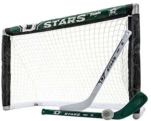 Franklin Sports NHL Dallas Stars NHL Team Mini Hockey Set - Kids Indoor Knee Hockey Goal, Ball+2 Mini Stick Combo Ages 3+