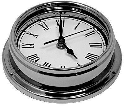 Tabic Roman Numeral Clock, Chrome Plated Brass Roman Clock, Heavy Brass And Electroplated with Chromium (1/2kg), Classic Nautical clock, Gift, Tidal Fishing Coastal Clock, Handmade in England