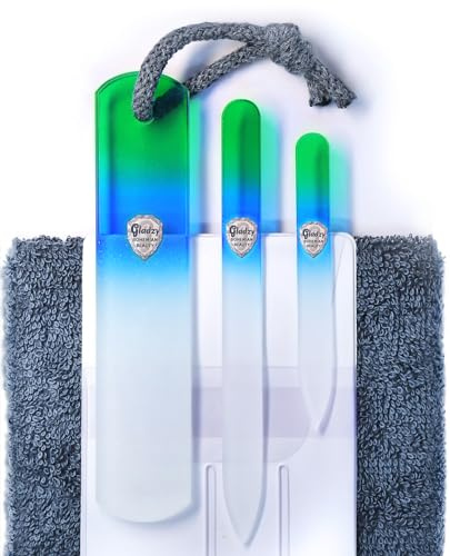 Echtes Tschechisches Glasnagelfeilen Set – Hornhautentferner Fußraspel, Beidseitig geätzte Schleiffläche, Maniküre und Pediküre, Professionelle Nagelpflege und Design, kein Abnutzen, EU-Qualität