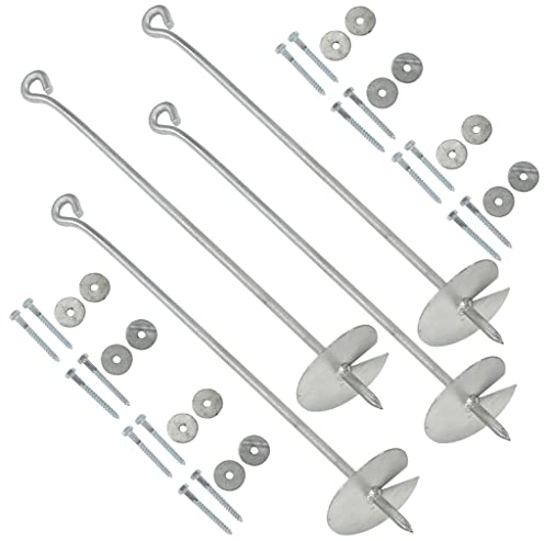 vidaXL 4X Ancres de Terre Pivotante Ancrage de Sol Fixation Chaîne Câble Tente Auvent Bâtiment de Stockage Clôture 10x60 cm Métal Galvanisé