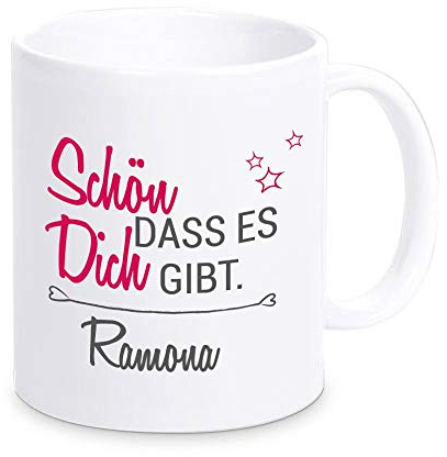 Weiße Tasse -Schön, dass es Dich gibt- mit Namen Geschenkidee für Frauen zum Valentinstag Valentinstagsgeschenk Geschenk für Sie Geburtstag