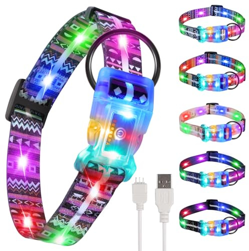 YUSHANG Leuchthalsband Hund,Wiederaufladbar Wasserdicht Hundehalsband Leuchtend LED,2-in-1 Schnalle Typ Hundehalsband Leuchtend.für Große Mittlere Hund- XL(15-25 * 0.98 Zoll Länge schneidbar)