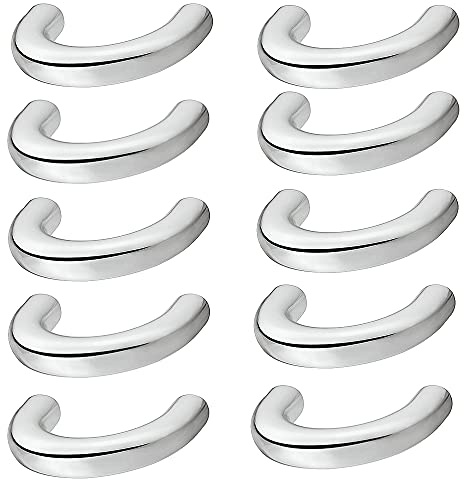Gedotec Design Bogengriff 32 mm Möbelgriff Chrom poliert Schubladengriff Küche - H10139 | Schrankgriff gebogen | LEONIE | Bügelgriff aus Metall für Möbel & Kommoden | 10 Stk Küchengriff mit Schrauben