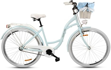 Goetze Style Vintage Retro Citybike Damenfahrrad Hollandrad, 28 Zoll Alu Räder, 3 Gange, Tiefeinsteiger, Rücktrittbremsen, Korb mit Polsterung Gratis!