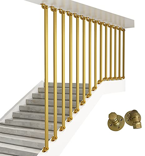 Pasamanos de Escalera barandilla de Pared Pasamanos de Seguridad de Hierro Forjado, Tubo Redondo, barandilla de Escalera, Montaje en Pared, pasamanos de Escalera para Pasos Interiores, Dorado