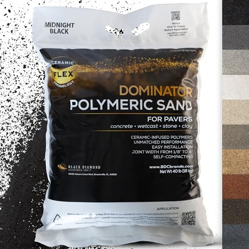 40 Pound Midnight Black DOMINATOR Polymeric Sand with Revolutionary Ceramic Flex Technology for Stabilizing Paver Joints/Gaps, 1/8” up to 4”, Professional Grade Results