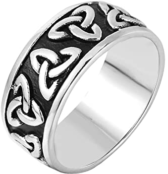 Stfery Herren Siegelring Klein, Man Ring Keltischer Knoten Eternity Ring zum Valentinstag Silber schwarz, 70 (22.3)