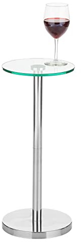 mDesign Side Table — Glass Top Nightstand for Bedrooms and Living Rooms — Living Room Table for Lamps and Other Décor — Clear/Chrome