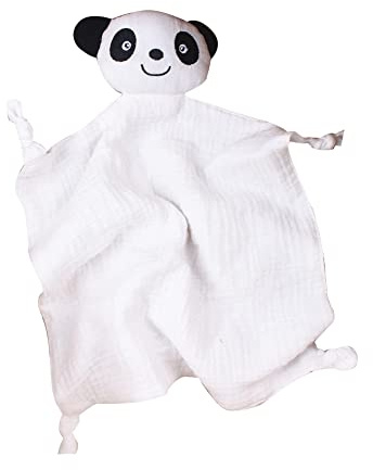 Panda Schnuffeltuch Baby Schmusetuch mit Panda-Köpfchen Kuscheltuch,Kuscheltier Hase für Babys,Baumwolle Musselin Tuch Babydecke Komfort für Neugeborene Babys - Geschenk zur Geburt Junge und Mädchen