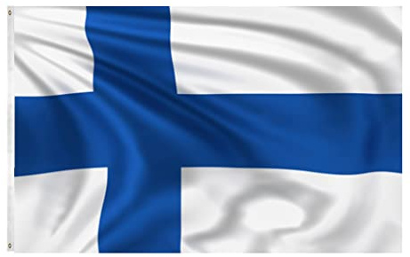 150x90cm Bandiera Finlandese, Bandiera Finlandia con 2 Occhielli in Metallo Bandiera della Finlandia in Colori Vivaci, Bandiera Nazionale Finlandese per la Decorazione di Eventi Sportivi,Feste,Sfilate