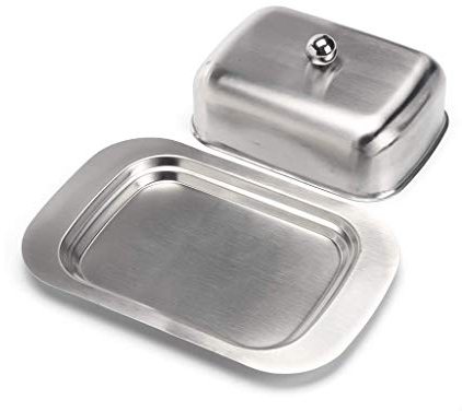 EXENXA Recipiente para Mantequilla Mantequera de Acero Inoxidable, Mantequera con Tapa fácil de sostener, Accesorio de Cocina Tradicional Mantequera (Color : B) (B), útil (A)
