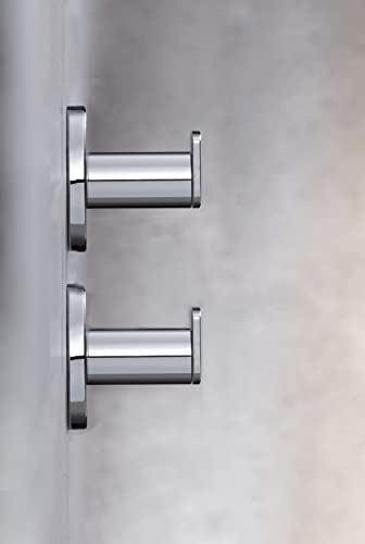 Keuco Plan Handtuchhaken, 2 Stück, 5,1 cm, Metall verchromt, Made in Germany, für Handtücher und Bademäntel, inkl. Schrauben und Dübel, Wandhaken zum Bohren
