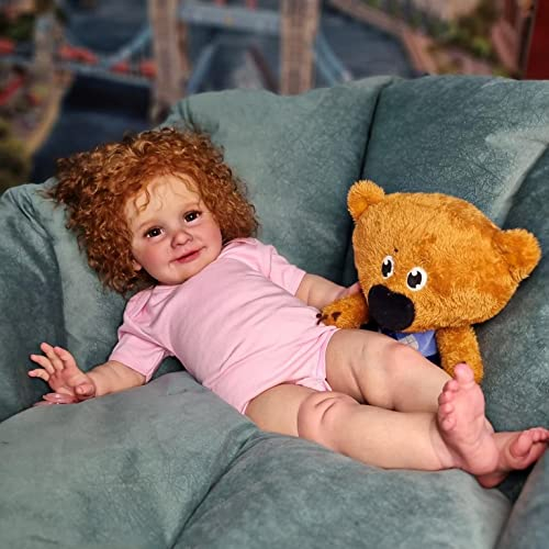 Anano Reborn Baby Lebensecht 60cm Puppe Reborn Junge Größe Reborn Kleinkindpuppen Lebensecht Babypuppen Wie Echt Baby Puppe Echt Aussieht Mit Rotem Lockigem Haar