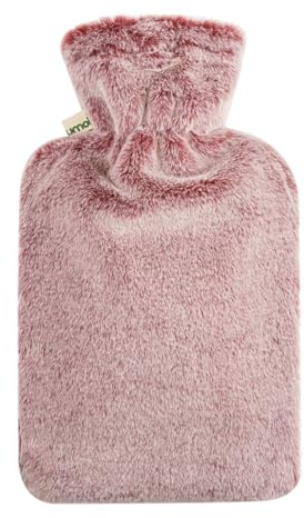 Premium Wärmflasche 2 Liter mit hochwertigem Supersoft Kunstfell Bezug mit extra Fütterung und Reißverschluss - TÜV Rheinland getestet (Rot)