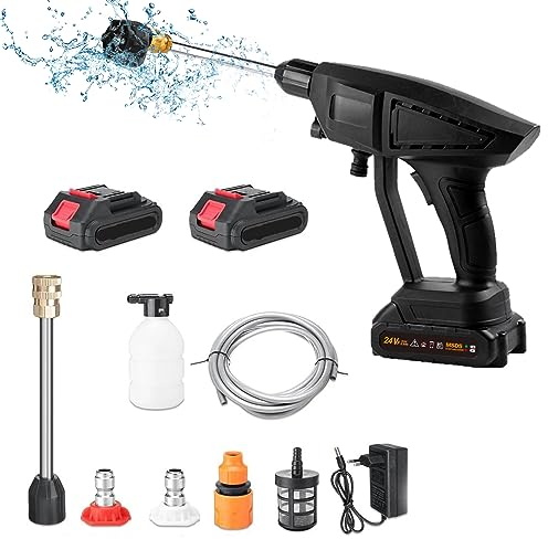 Shkalacar Lavadora a Presión Inalámbrica, 120PSI, 6 Modos, Limpiador a Presión Portátil 24V 7500mAh Batería Recargable Lavadora a Presión Eléctrica para Lavar Autos, Regar Flores, Limpiar Pisos