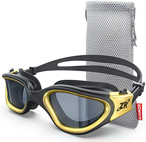 ZIONOR Swim Goggles, G1 MAX Polarized Anti-fog Swimming Goggles for Men Women Adult, UV Protection Leakproof Easy Adjustable Strap for Indoor Outdoor Swimming (Polarized + Smoke)