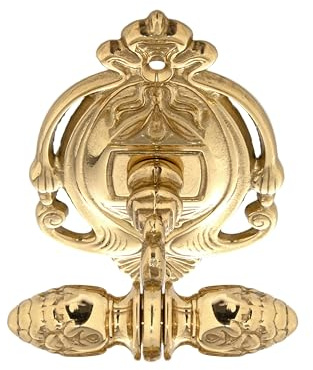 Belle Arti Handtuchhaken Garderobenhaken Kleiderhaken 2-fach Haken aus Messing für Bad, Küche, WC - gold poliert (Design 1: Barock, 1 Stück)