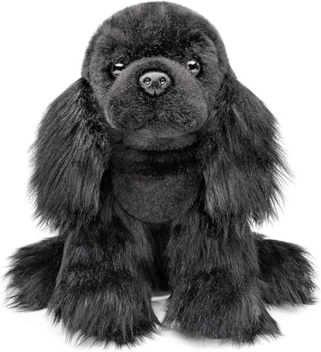 lilizzhoumax Süßer Cocker Spaniel Stofftier 32cm - Kuscheltier Hund schwarz Plüschhund, Weicher Stoffhund Jagdhund, Tolles Geburtstag Weihnachtgeschenk für Kinder