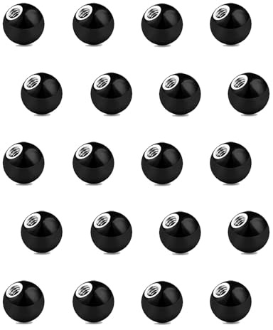 Besyvvin 16G 3mm Noir Boule de Remplacement pour Bijoux - Piercing Acier Chirurgical pour Labret, Lèvre, Oreille