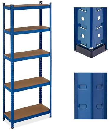 Relaxdays Schwerlastregal, 5 Ebenen, HBT: 180x70x30 cm, 500 kg Tragkraft, Stahl, Lagerregal für Keller & Garage, blau