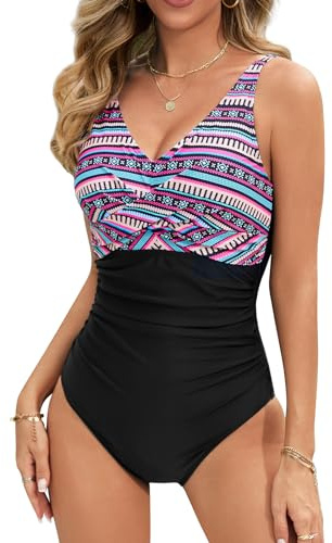 UMIPUBO Costume da Bagno Intero Donna Scollo a V Sexy Push Up Costumi da Mare Interi Curvy Controllo della Pancia Cross Costumi Un Pezzo Spiaggia Beachwear