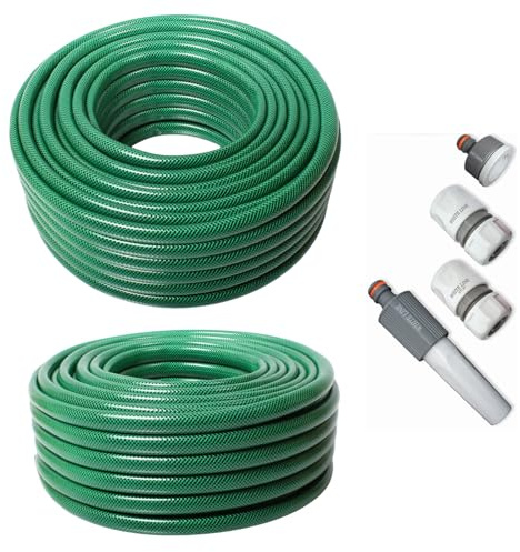 Schlauch Gartenschlauch 1/2 3/4 1 Zoll 20m 30m 50m Wasserschlauch 4-teiliges Anschluss-Set Gelb Grün Varianten (3/4 Zoll 20m Grün mit Anschlusset)