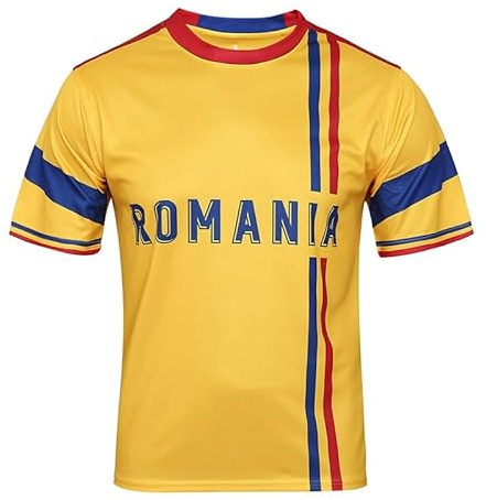 BINQER Maglia da calcio da uomo T-shirt da calcio Coppa Europa/America Felpa Mezze maniche da calcio(Color:Romania,Size:XL)