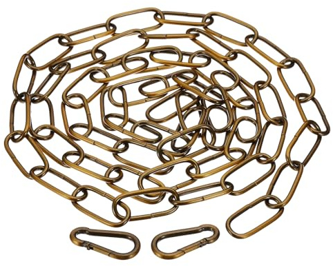 PATIKIL 1pcs 1.82m Cadena de Eslabón, Cadena de Hierro de Colgante de Iluminación con 2 Conectores de Bloqueo de Tornillo de Resorte para Colgar Plantas Lámparas Colgantes Bronce Dorado