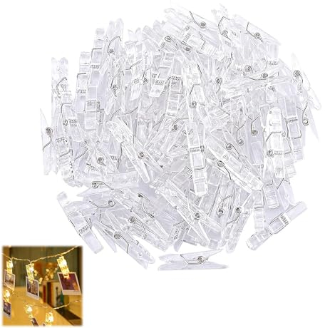 100 Stück Mini Wäscheklammern, Kleine Wäscheklammern, Kleine Klammern Für Fotos Aufhängen, Durchsichtig Wäscheklammern, Mini Klammern Clips, Für Fotos Lichterkette Aufhäng