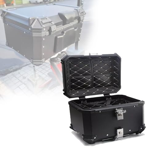Motorradkoffer Helmkoffer 28L 36L 45L 55L 65L 80L 100L Motorrad Topcase Alu Reisen Kofferraum, Heckkasten Aufbewahrungsbox Für Roller, Mofa, Quad, Mit Platte(Schwarz,36L)