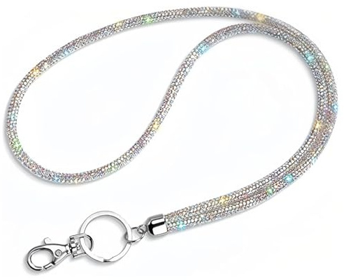 JEYORZY 1 pcs Strass Schlüsselband Lanyard, schlüsselanhänger band, badge holder, Lanyard mit Kartenhalter, Kristall Lanyard Halskette Karten Halter, ID Card Holder Abzeichen für Schlüsselanhänger