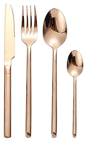 KXQYIKYI Couverts de Table, Couverts en Or Noir, fourchettes, Couteaux, cuillères, Service de Table, Couverts en Acier Inoxydable, Service de Table de Cuisine en Acier Inoxydable