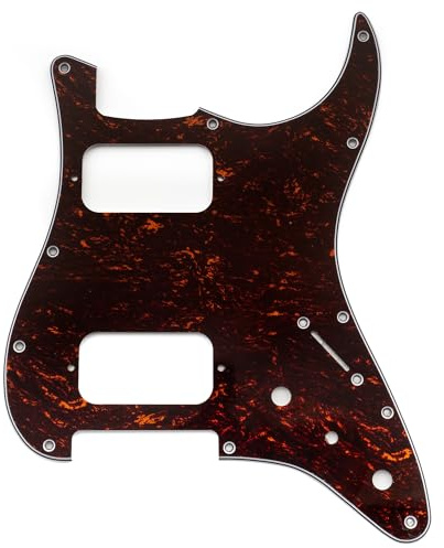 Musiclily Pro 11 Löcher Runde Ecke ST HH Schlagbrett 4-lagig Red Tortoise | 2 Unbedeckter Humbucker 2 Potis Mini Schalter Aussparungen ,für Fender Squier Strat Style E-Gitarre